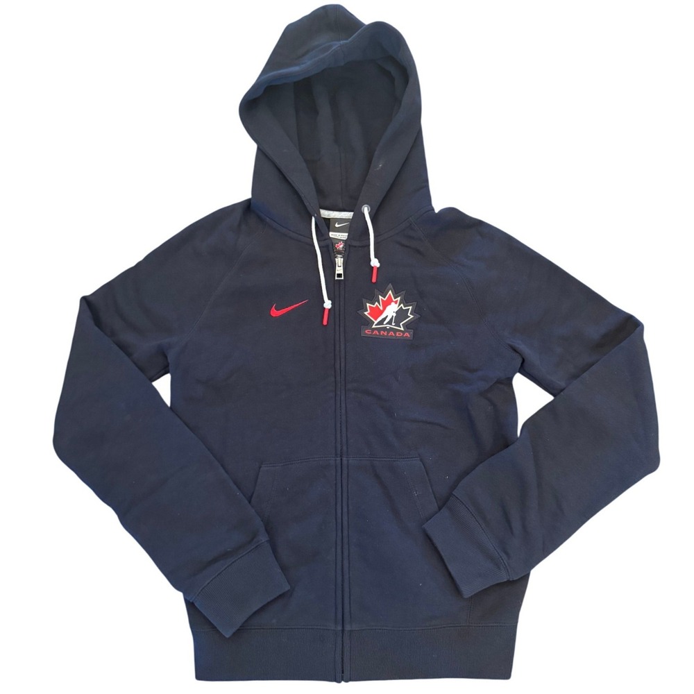 Nike Team Canada Hockey Full Zip Hoodie Black Mens Small Sweatshirt Fleece